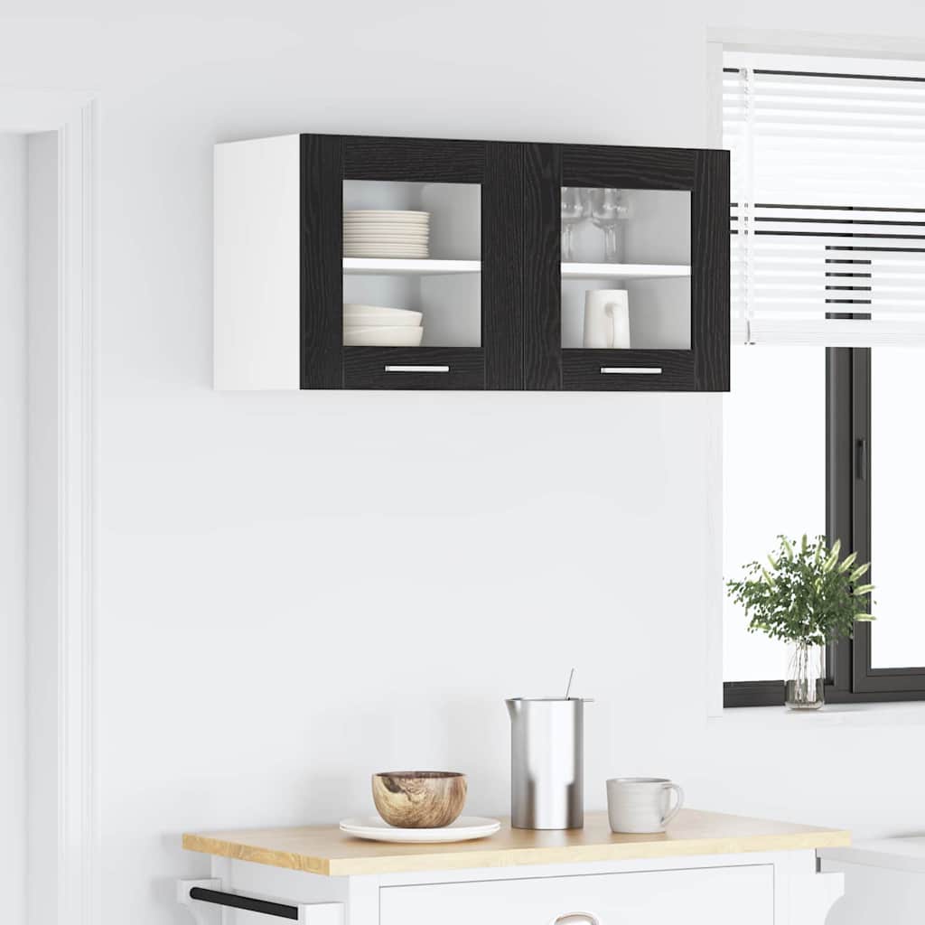 Hængeskab med dør 2 pcs Sort eg 40 x 31 x 40 cm Konstrueret træ