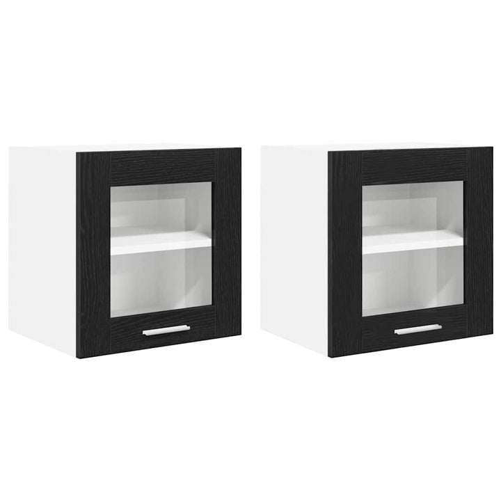 Hængeskab med dør 2 pcs Sort eg 40 x 31 x 40 cm Konstrueret træ