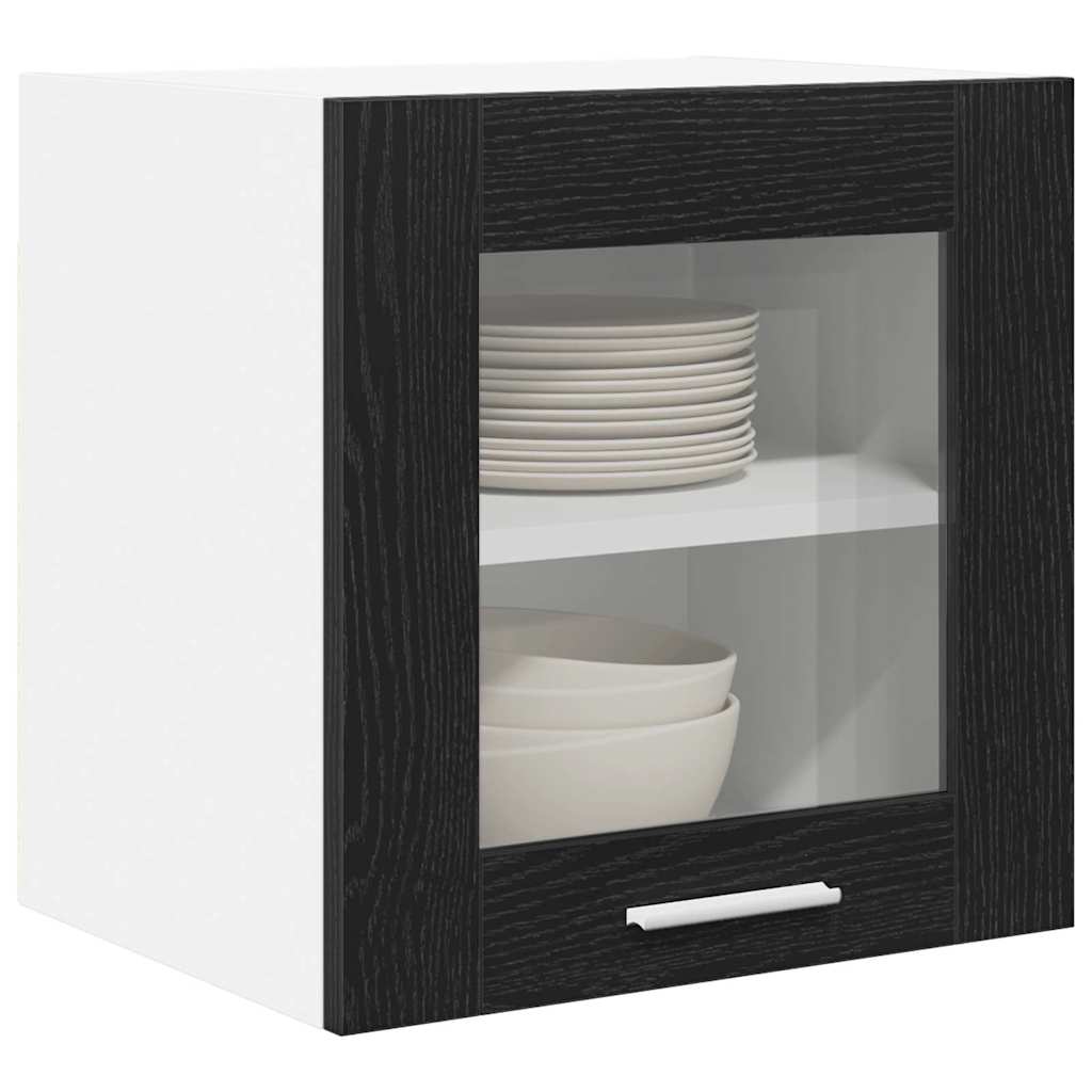 Hængeskab med dør 2 pcs Sort eg 40 x 31 x 40 cm Konstrueret træ