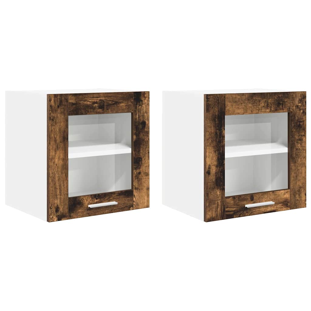 Hængeskab 2 pcs Røget eg 40 x 31 x 40 cm Konstrueret træ