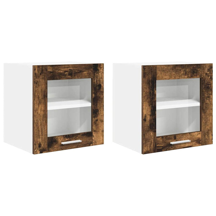 Hængeskab 2 pcs Røget eg 40 x 31 x 40 cm Konstrueret træ