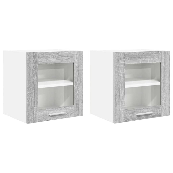 Hængeskab 2 pcs Grå Sonoma 40 x 31 x 40 cm Konstrueret træ