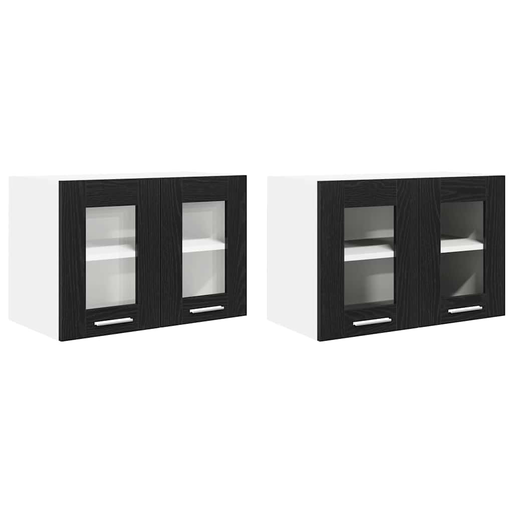 Hængeskab med dør 2 pcs Sort eg 60 x 31 x 40 cm Konstrueret træ