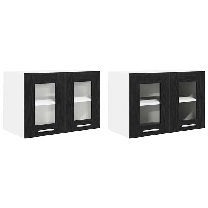 Hængeskab med dør 2 pcs Sort eg 60 x 31 x 40 cm Konstrueret træ