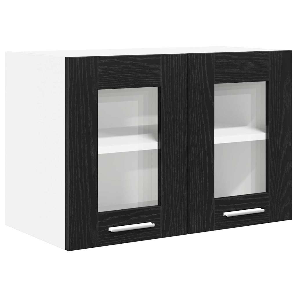 Hængeskab med dør 2 pcs Sort eg 60 x 31 x 40 cm Konstrueret træ