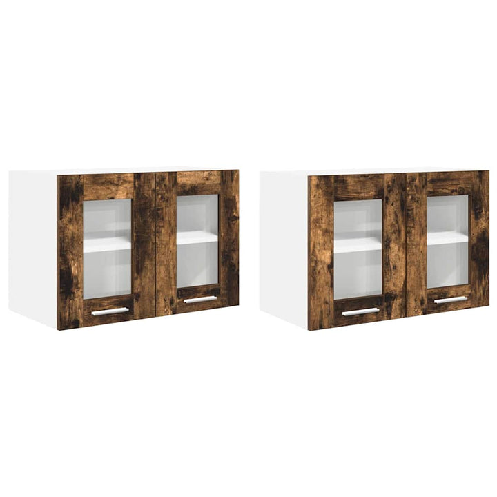 Hængeskab 2 pcs Røget eg 60 x 31 x 40 cm Konstrueret træ
