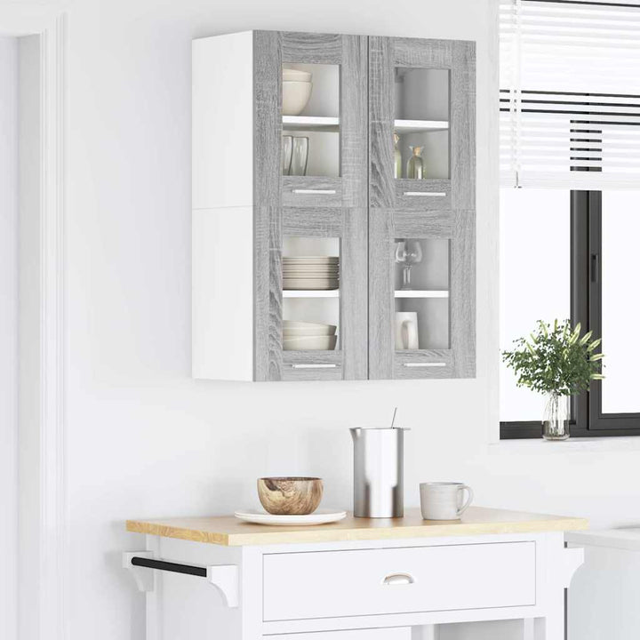 Hængeskab 2 pcs Grå Sonoma 60 x 31 x 40 cm Konstrueret træ