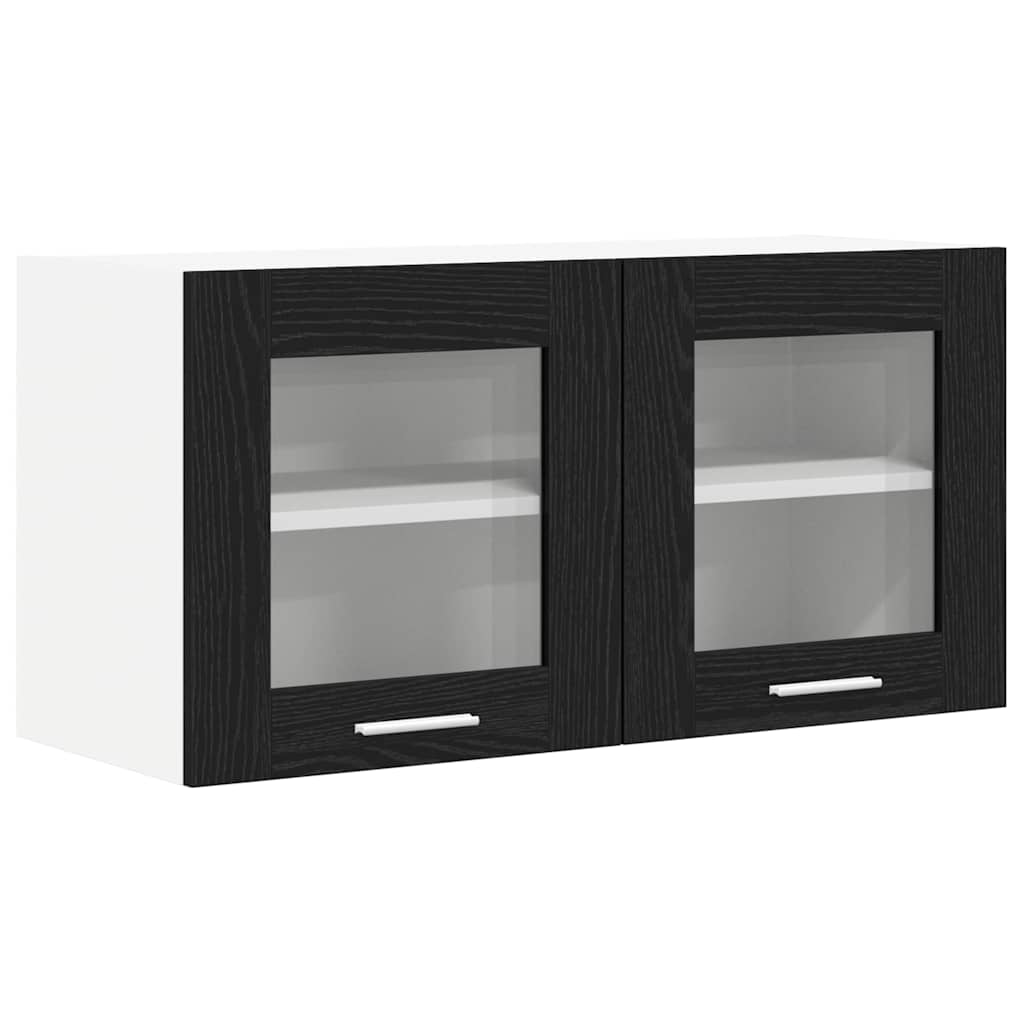 Hængeskab Sort Eg og Hvid 80 x 31 x 40 cm Konstrueret træ
