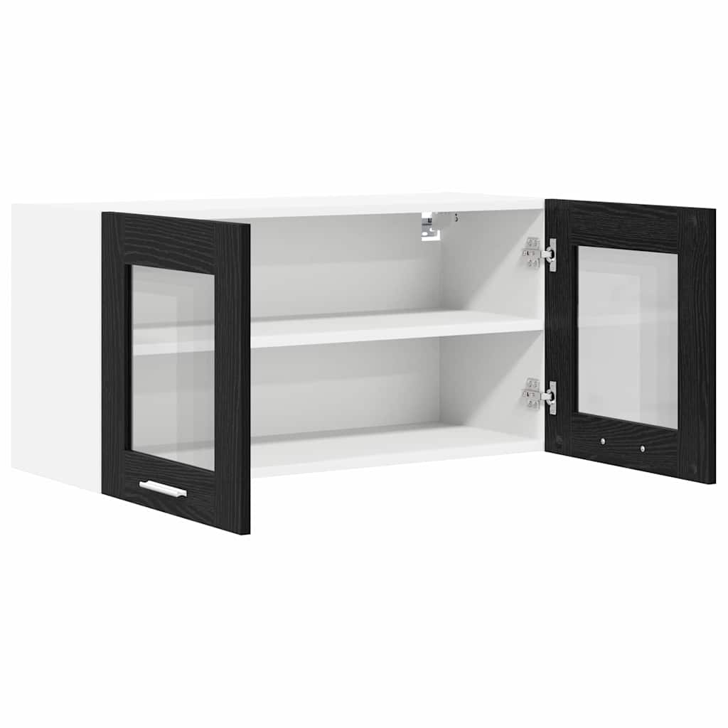 Hængeskab Sort Eg og Hvid 80 x 31 x 40 cm Konstrueret træ
