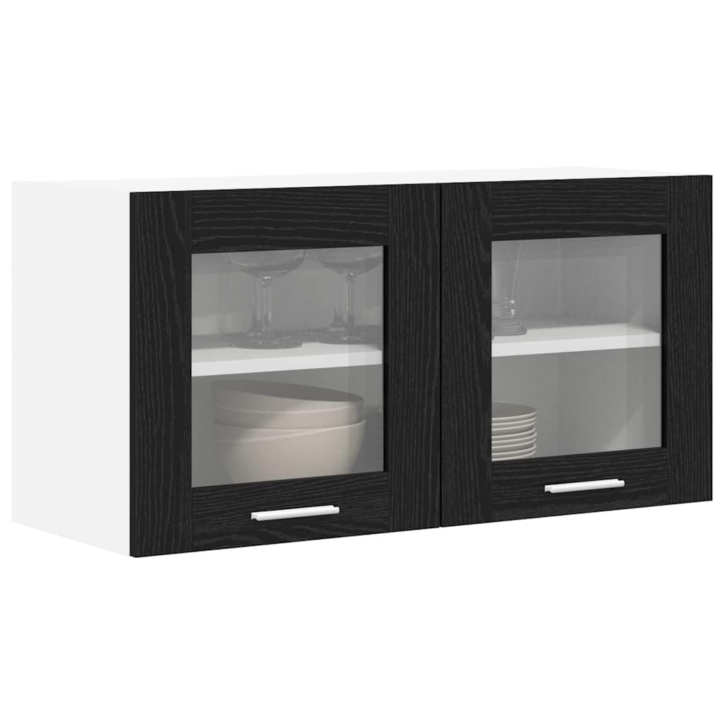 Hængeskab Sort Eg og Hvid 80 x 31 x 40 cm Konstrueret træ