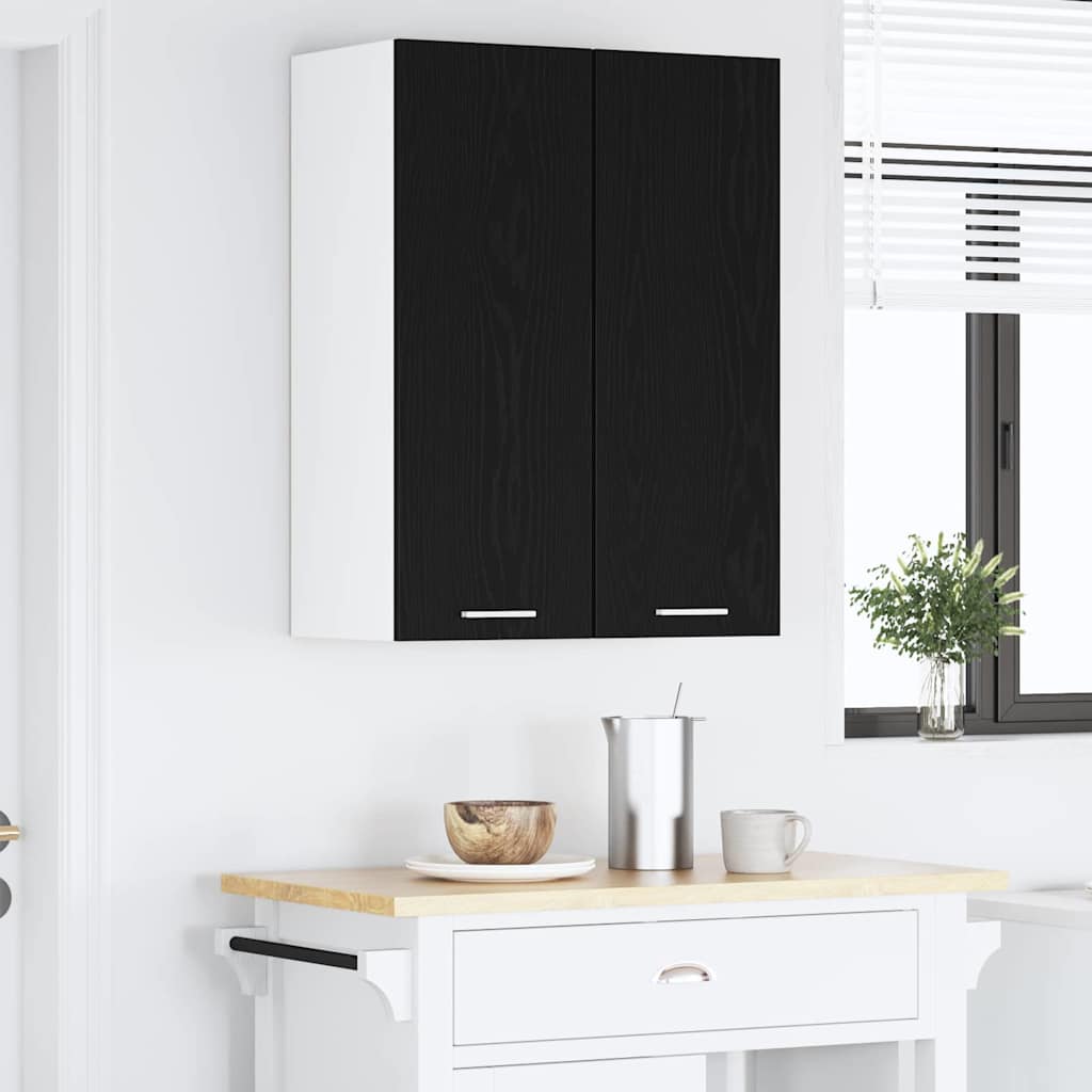 Hængeskab Sort Eg og Hvid 30 x 31 x 80 cm Konstrueret træ