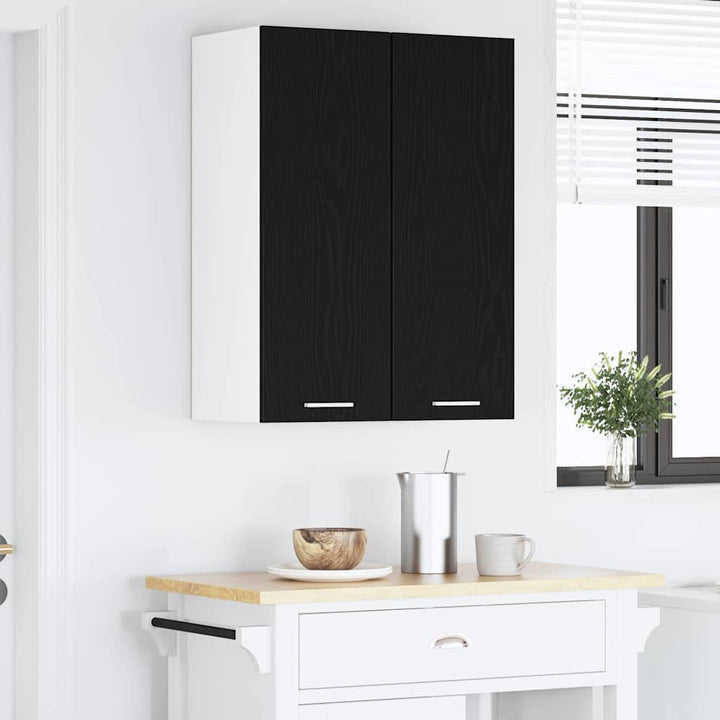 Hængeskab Sort Eg og Hvid 30 x 31 x 80 cm Konstrueret træ