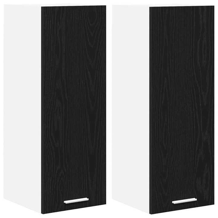 Hængeskab 2 pcs Sort Eg og Hvid 30 x 31 x 80 cm Konstrueret træ