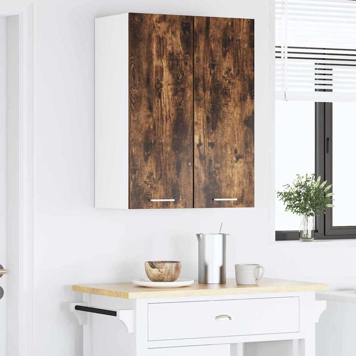 Hængeskab Røget Eg og Hvid 30 x 31 x 80 cm Konstrueret træ