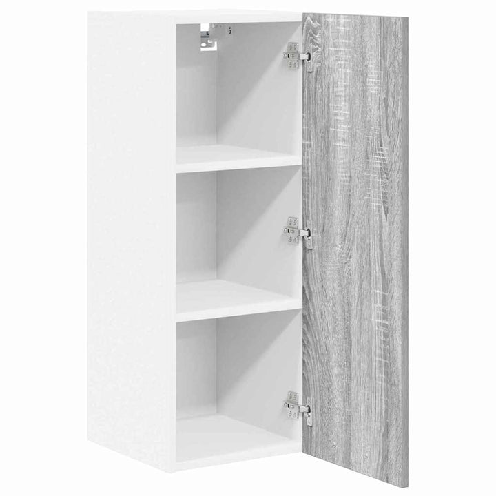 Hængeskab med dør 2 pcs Grå Sonoma og Hvid 30 x 31 x 80 cm