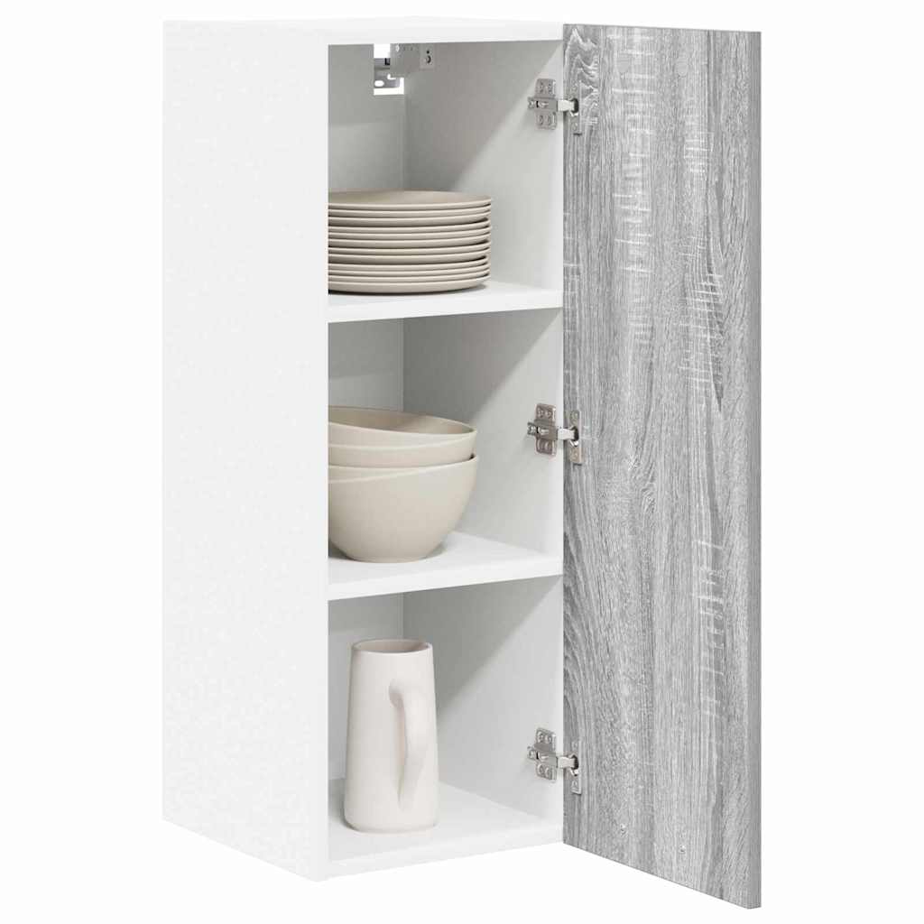 Hængeskab med dør 2 pcs Grå Sonoma og Hvid 30 x 31 x 80 cm