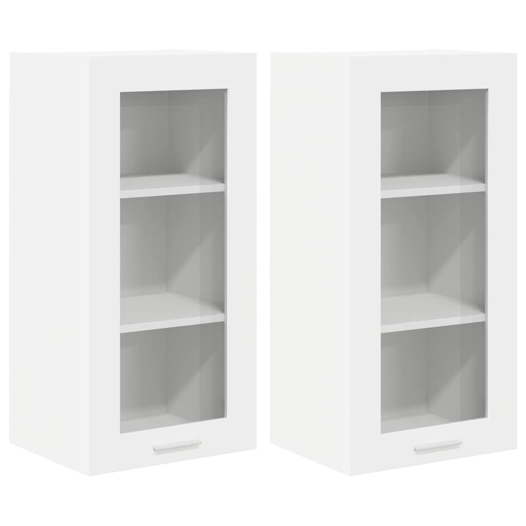 Hængeskab med dør 2 pcs Hvid 40 x 31 x 80 cm Konstrueret træ
