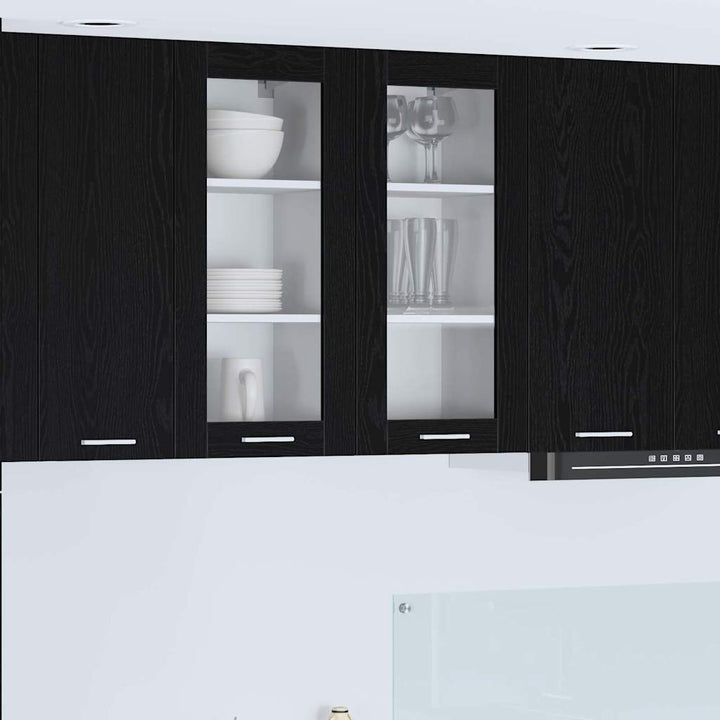 Hængeskab med dør 2 pcs Sort eg 40 x 31 x 80 cm Konstrueret træ