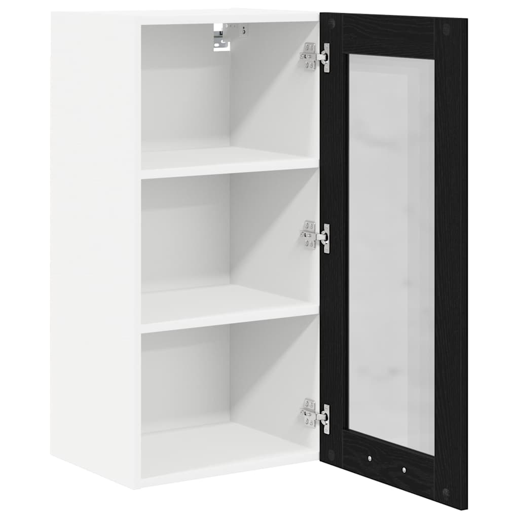 Hængeskab med dør 2 pcs Sort eg 40 x 31 x 80 cm Konstrueret træ