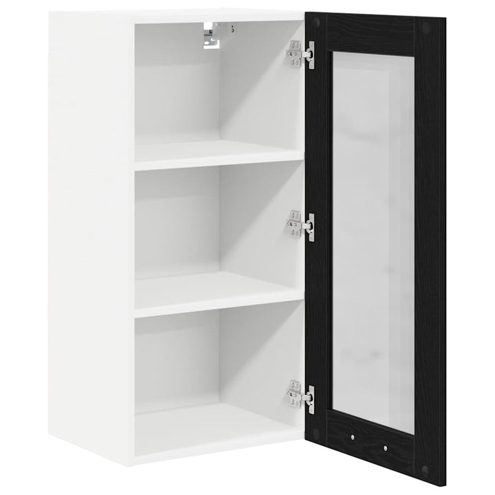 Hængeskab med dør 2 pcs Sort eg 40 x 31 x 80 cm Konstrueret træ