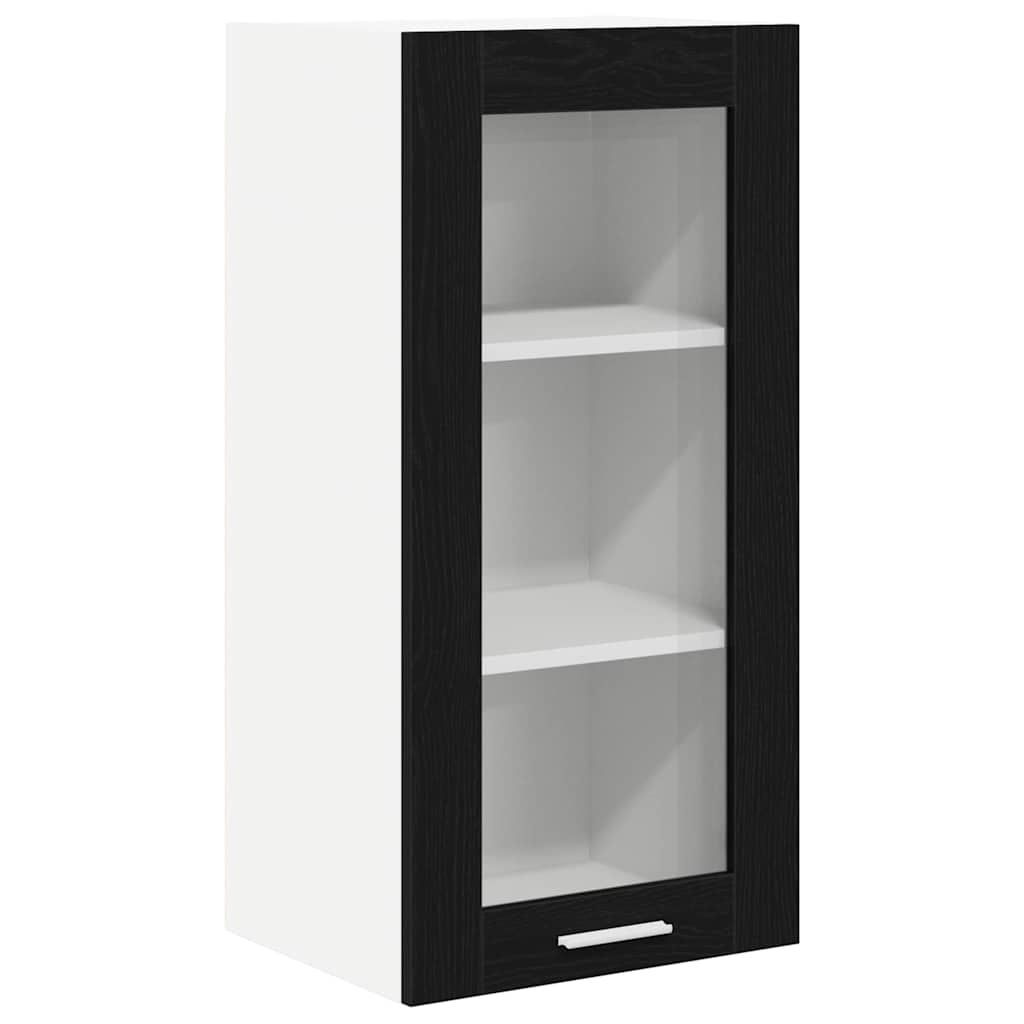 Hængeskab med dør 2 pcs Sort eg 40 x 31 x 80 cm Konstrueret træ