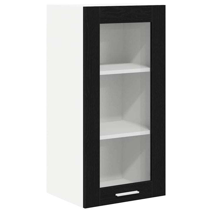 Hængeskab med dør 2 pcs Sort eg 40 x 31 x 80 cm Konstrueret træ