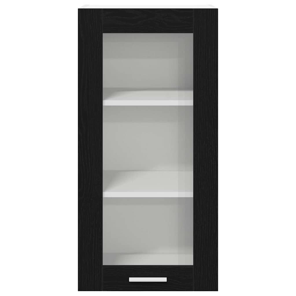 Hængeskab med dør 2 pcs Sort eg 40 x 31 x 80 cm Konstrueret træ