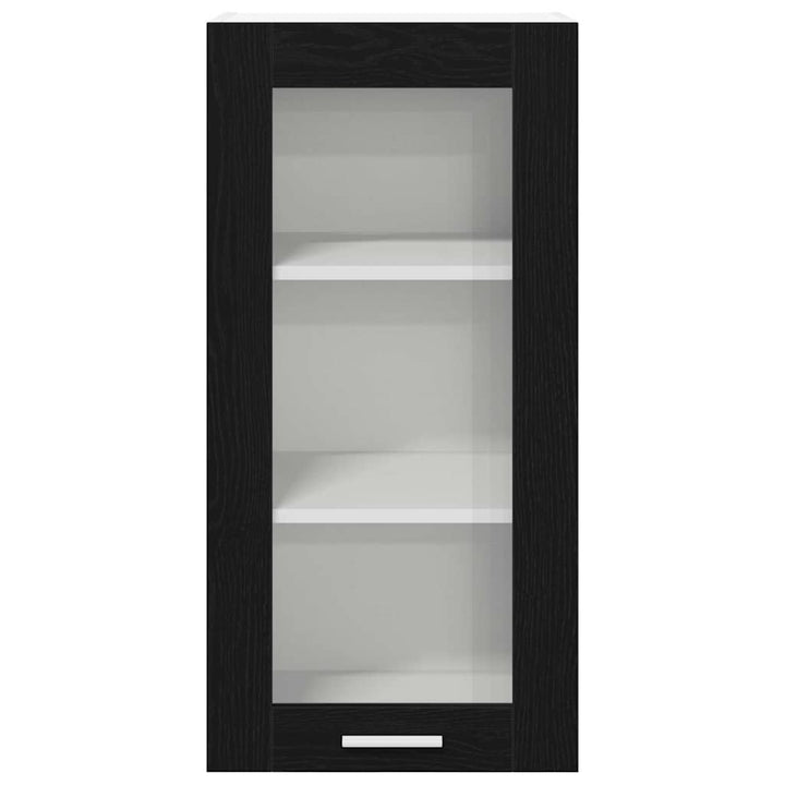 Hængeskab med dør 2 pcs Sort eg 40 x 31 x 80 cm Konstrueret træ