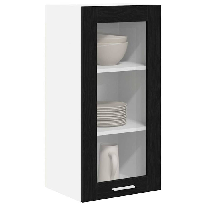 Hængeskab med dør 2 pcs Sort eg 40 x 31 x 80 cm Konstrueret træ