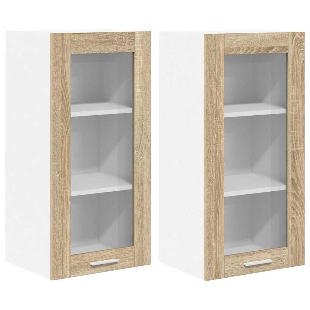 Hængeskab 2 pcs Sonoma eg 40 x 31 x 80 cm Konstrueret træ