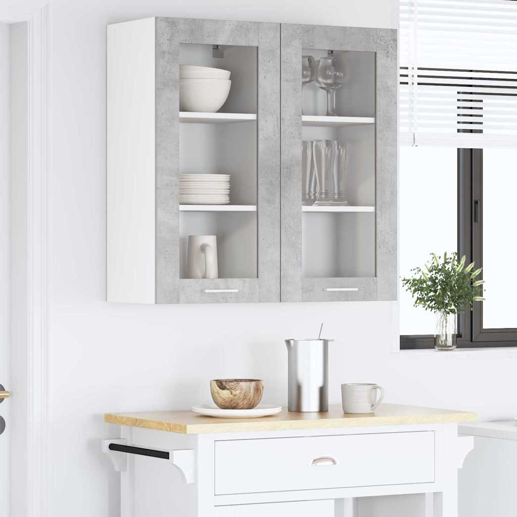 Hængeskab 2 pcs Beton Grå 40 x 31 x 80 cm Konstrueret træ
