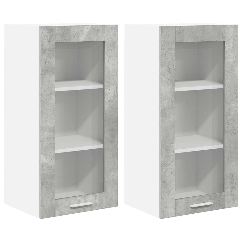 Hængeskab 2 pcs Beton Grå 40 x 31 x 80 cm Konstrueret træ