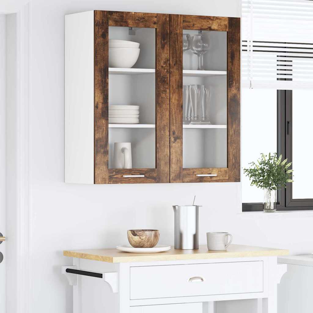 Hængeskab 2 pcs Røget eg 40 x 31 x 80 cm Konstrueret træ