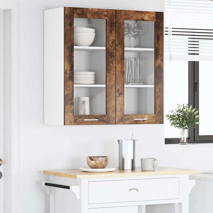 Hængeskab 2 pcs Røget eg 40 x 31 x 80 cm Konstrueret træ