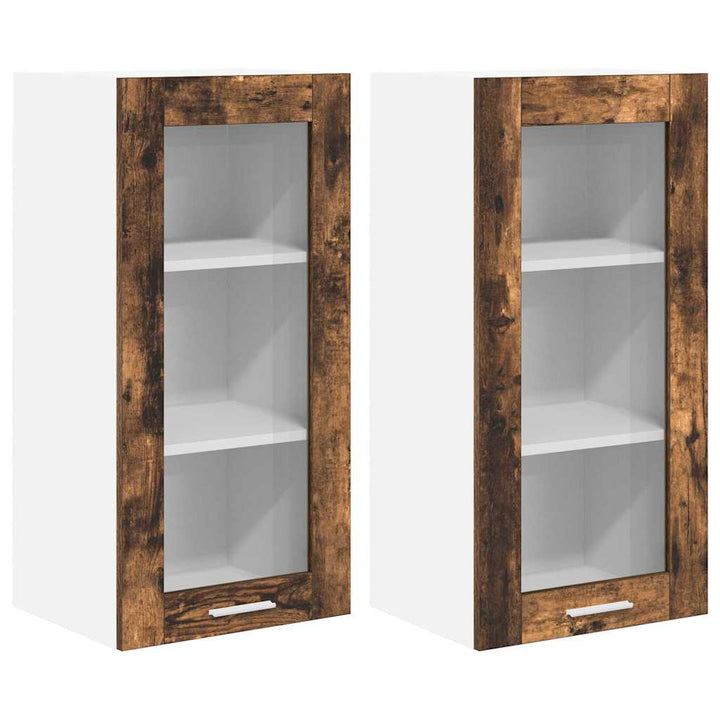 Hængeskab 2 pcs Røget eg 40 x 31 x 80 cm Konstrueret træ