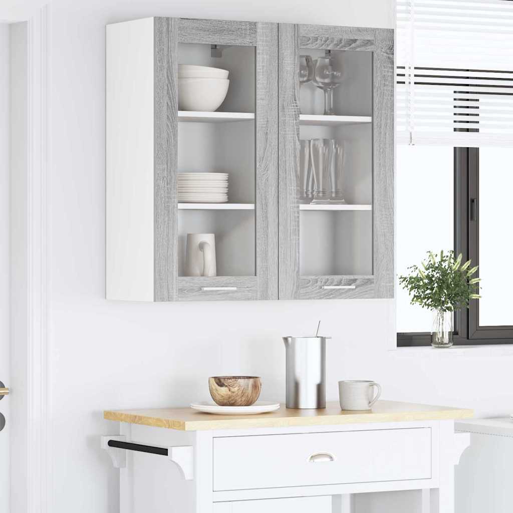 Hængeskab 2 pcs Grå Sonoma 40 x 31 x 80 cm Konstrueret træ