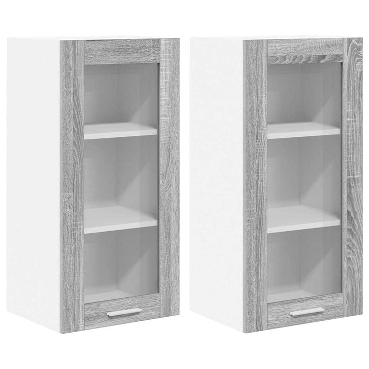 Hængeskab 2 pcs Grå Sonoma 40 x 31 x 80 cm Konstrueret træ