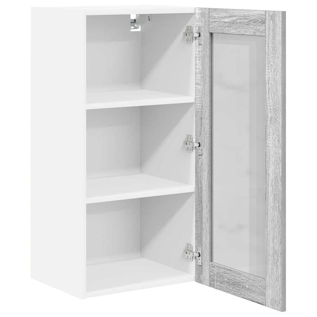 Hængeskab 2 pcs Grå Sonoma 40 x 31 x 80 cm Konstrueret træ