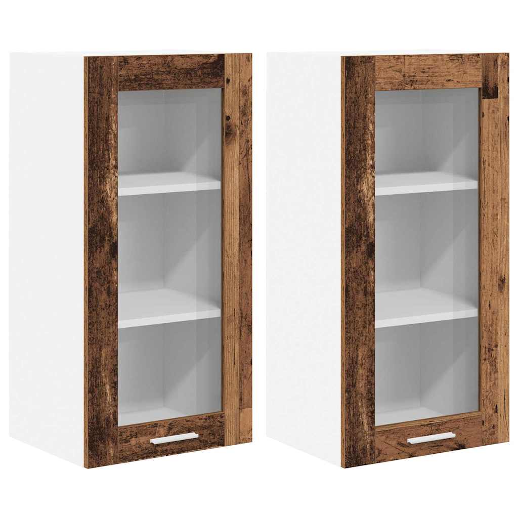 Hængeskab 2 pcs Gammelt træ 40 x 31 x 80 cm Konstrueret træ