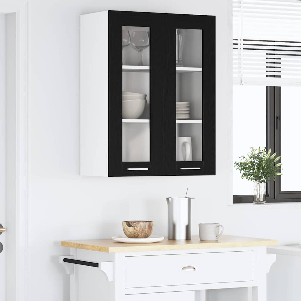 Hængeskab med dør Sort eg 60 x 31 x 80 cm Konstrueret træ