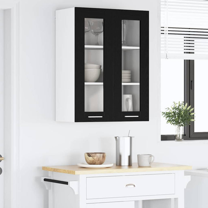 Hængeskab med dør Sort eg 60 x 31 x 80 cm Konstrueret træ