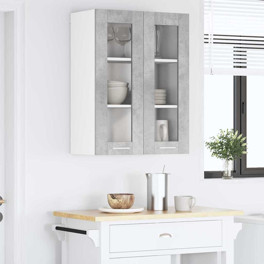 Hængeskab med dør Beton Grå 60 x 31 x 80 cm Konstrueret træ