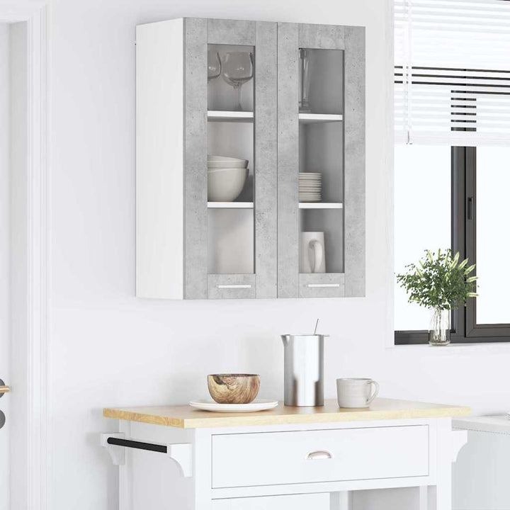 Hængeskab med dør Beton Grå 60 x 31 x 80 cm Konstrueret træ