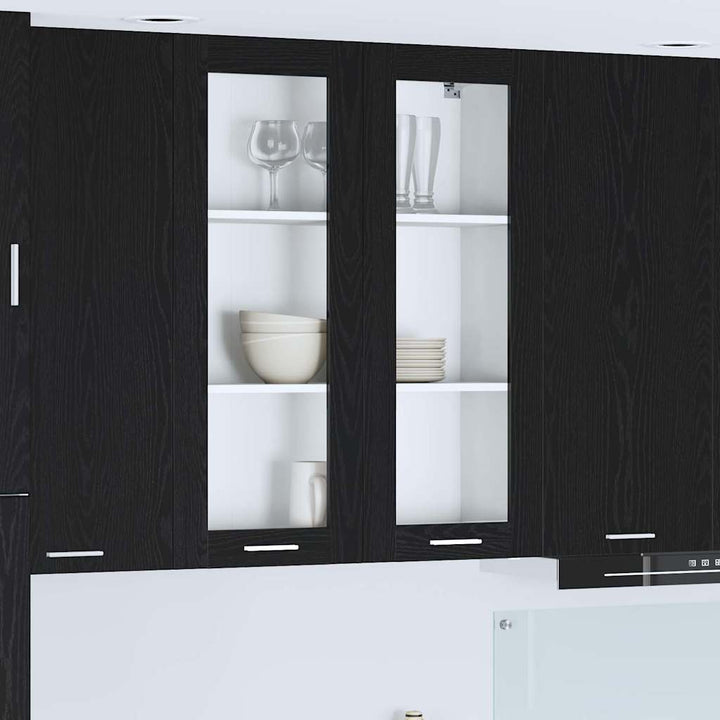 Hængeskab Sort eg 80 x 31 x 100 cm Konstrueret træ