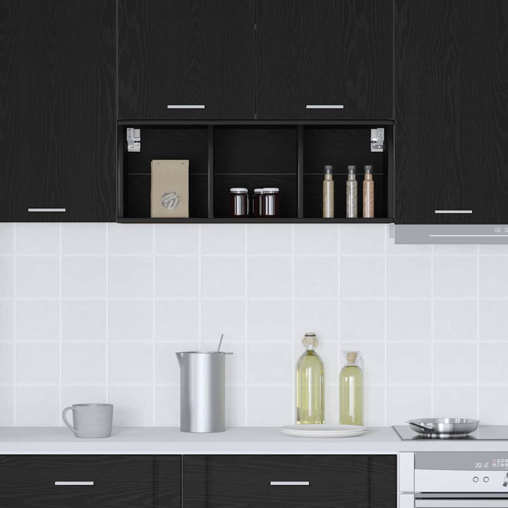 Hængeskab Sort eg 30 x 29,5 x 80 cm Konstrueret træ