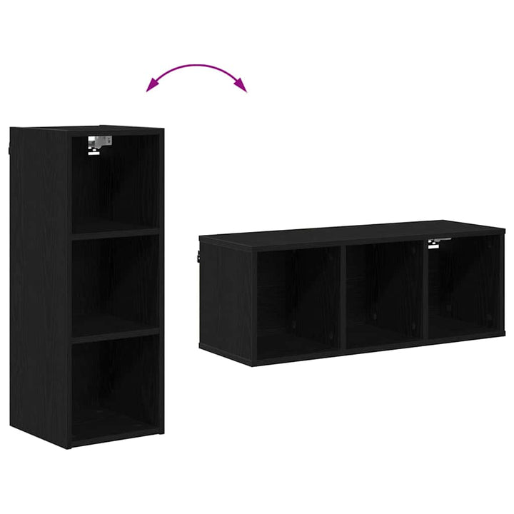 Hængeskab Sort eg 30 x 29,5 x 80 cm Konstrueret træ