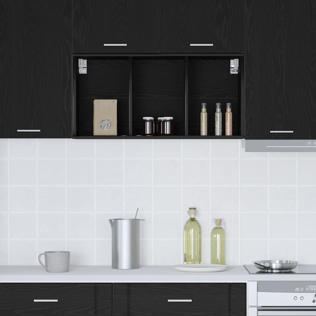 Hængeskab Sort eg 40 x 29,5 x 80 cm Konstrueret træ