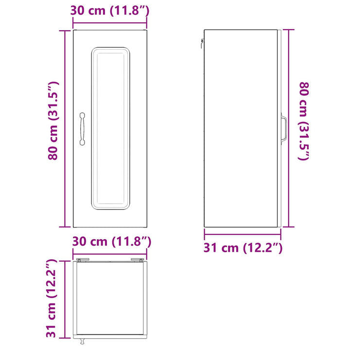 Panel til opvaskemaskine Kalmar Røget eg 30 x 31 x 80 cm
