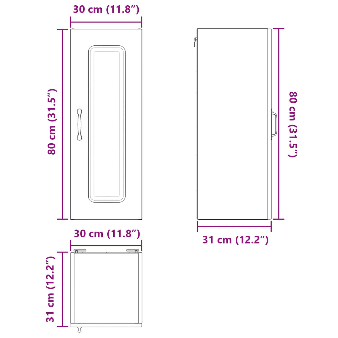 Panel til opvaskemaskine Kalmar 2 pcs Røget eg 30 x 31 x 80 cm