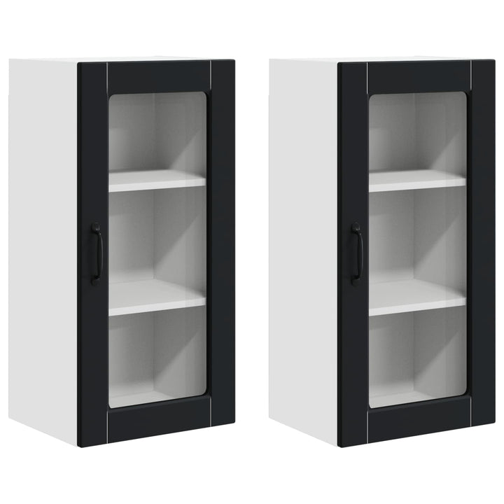 Væglågskab LUCCA 2 pcs Sort 40 x 31 x 80 cm Konstrueret træ